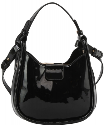Glossy 2-way Satchel Crossbody Bag GL-0177-M BLACK